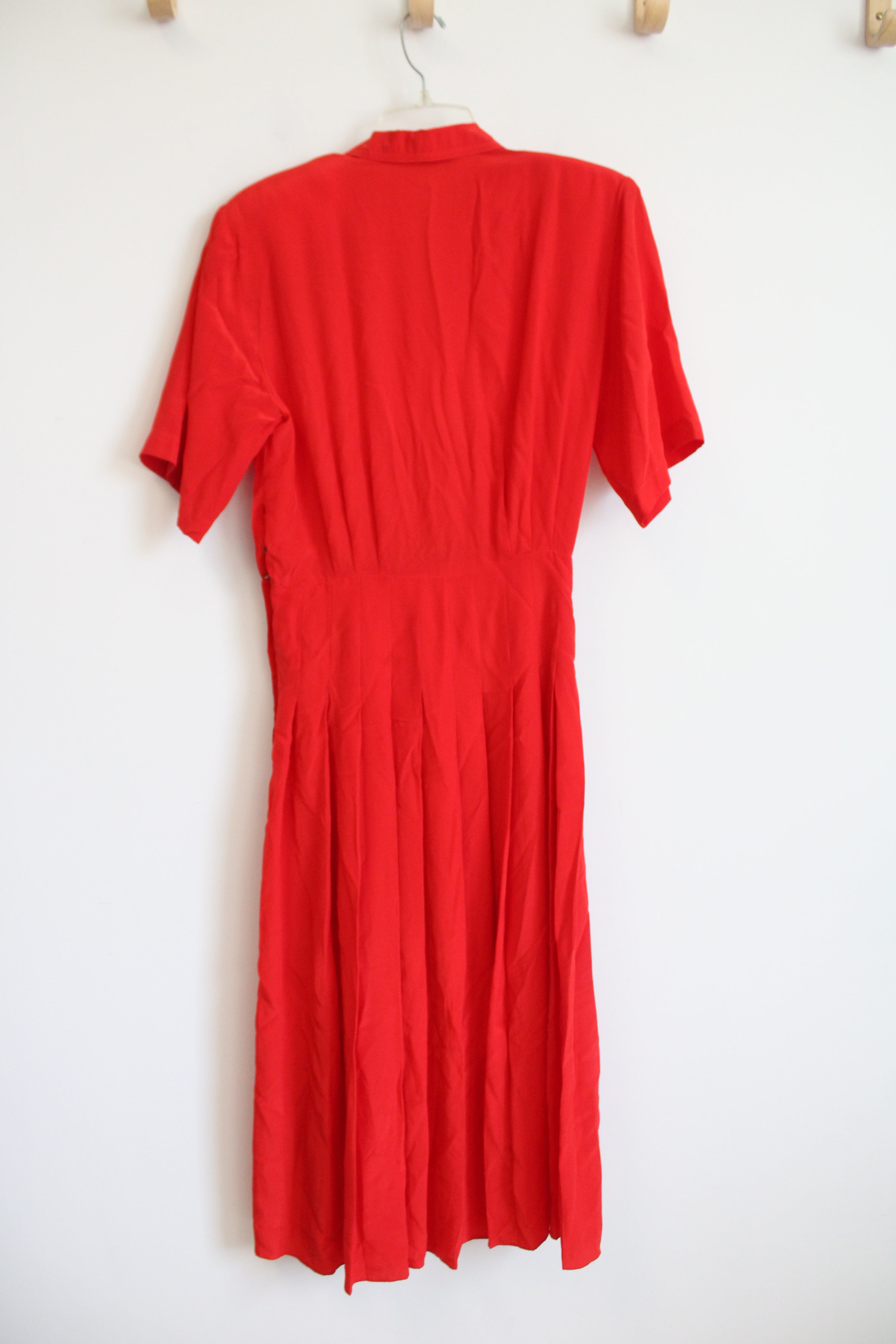 Alain Scott Vintage Red Pleated Silk Midi Dress | 6