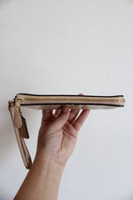 Coach Signature Debossed Patent Leather Tan Wristlet