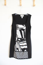 Joseph Ribkoff Black & White Ruched Square Neck Bodycon Dress | 8