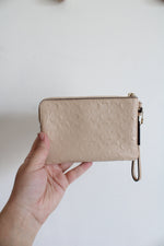 Coach Signature Debossed Patent Leather Tan Wristlet