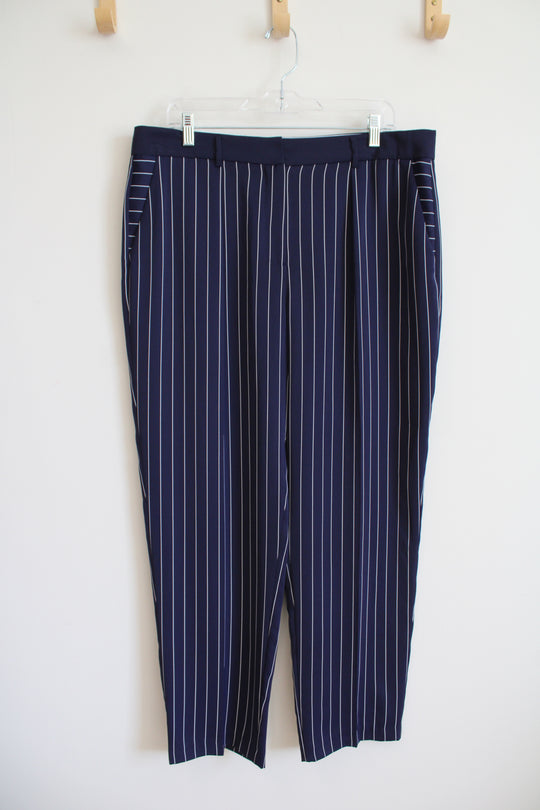 NEW Armani Exchange Navy & White Pinstripe Pants | 14
