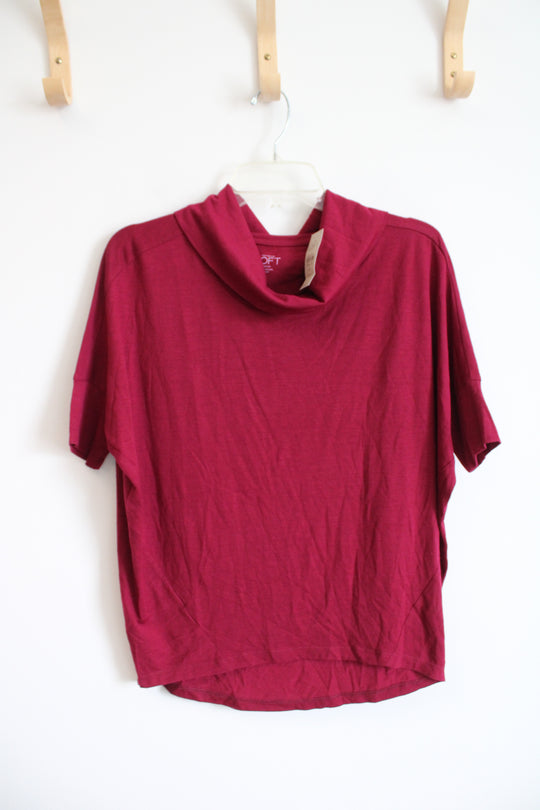 NEW Ann Taylor LOFT Red Cowl Neck Knit Top | XS Petite