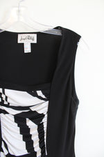 Joseph Ribkoff Black & White Ruched Square Neck Bodycon Dress | 8