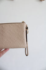 Coach Signature Debossed Patent Leather Tan Wristlet