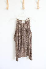 MICHAEL Michael Kors Brown Leopard Print Cold Shoulder Long Sleeved Top | M