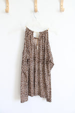 MICHAEL Michael Kors Brown Leopard Print Cold Shoulder Long Sleeved Top | M