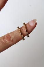 Sterling Silver Gold Tint Black Onyx & Clear Stone Hoop Earrings