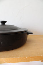 Longaberger Flameware Pottery Braiser Black Ebony Lidded Serving Dish