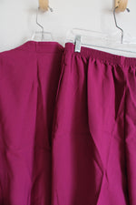 Haband Sara Morgan Embroidered Floral Magenta Jacket Tank & Pants Set | L Petite