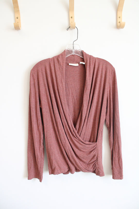 Christian Siriano Dusty Rose Wrap Long Sleeved Top | M