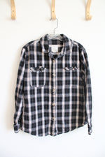 Japna Black White & Red Plaid Flannel | M