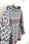 Tahari Black White & Red Icelandic Mock Neck Sweater | 1X