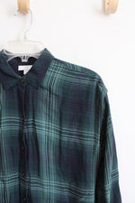 J.Jill Green & Blue Plaid Button Down Shirt | XS