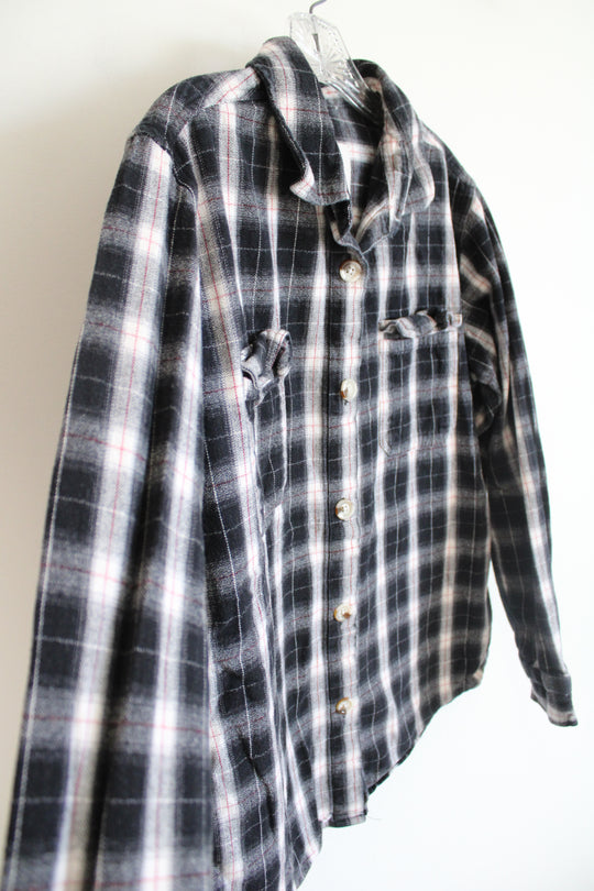 Japna Black White & Red Plaid Flannel | M