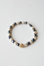 14K Yellow Gold Black & Ivory Pearl Bracelet