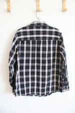 Japna Black White & Red Plaid Flannel | M
