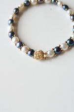 14K Yellow Gold Black & Ivory Pearl Bracelet
