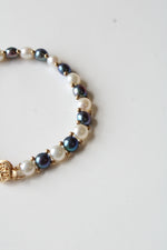 14K Yellow Gold Black & Ivory Pearl Bracelet