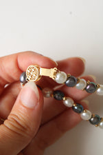 14K Yellow Gold Black & Ivory Pearl Bracelet