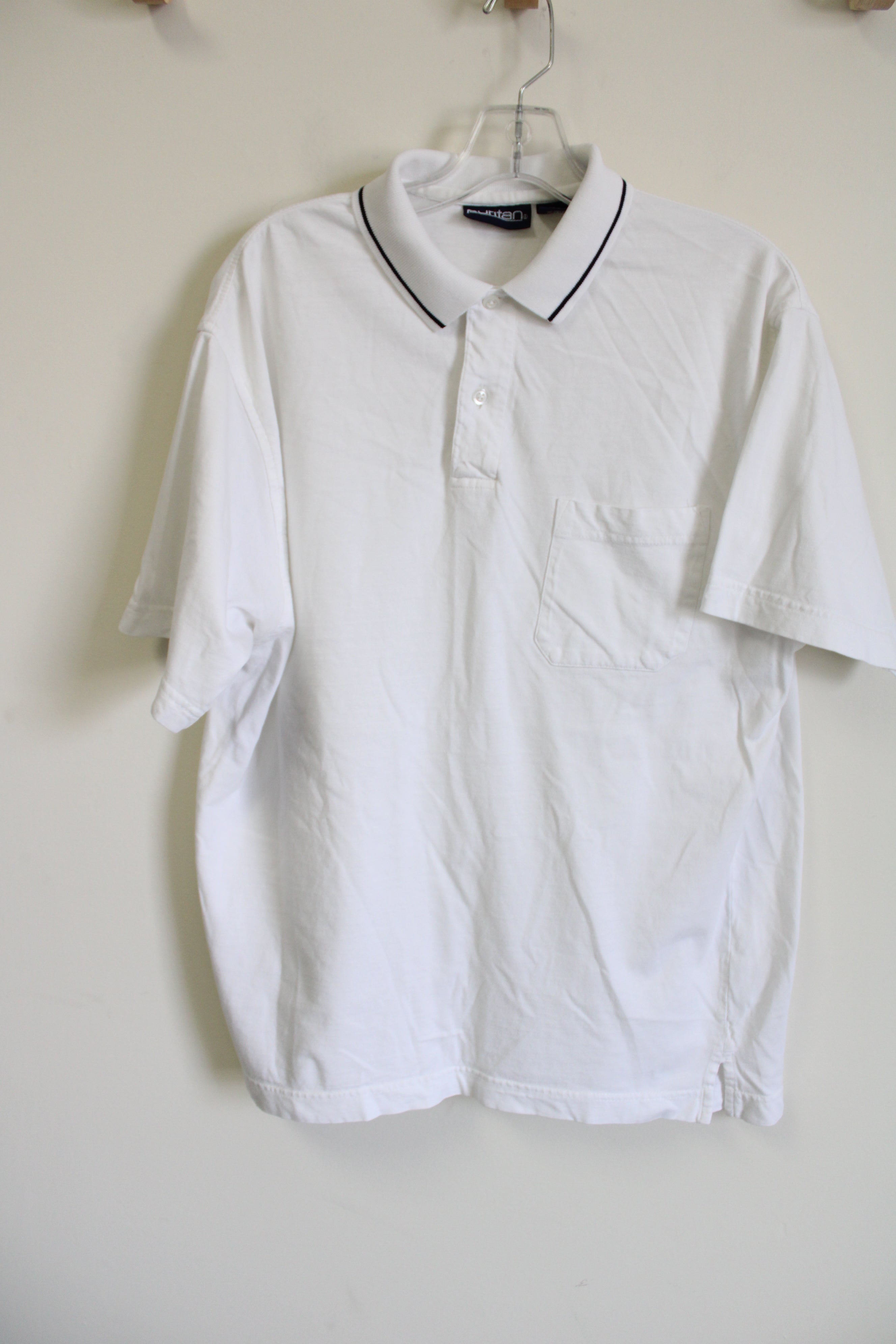 Puritan White Cotton Polo Shirt | L
