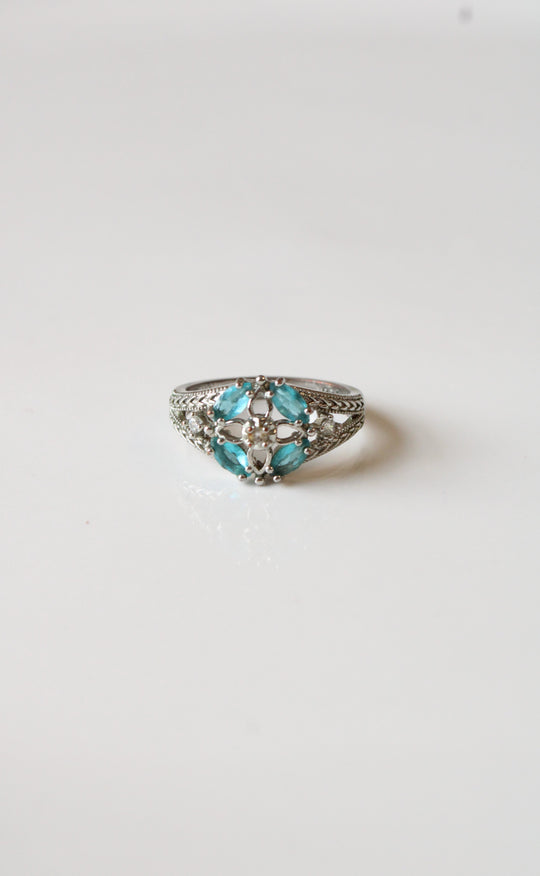 Sterling Silver Aquamarine Stone Ring | Size 8.5