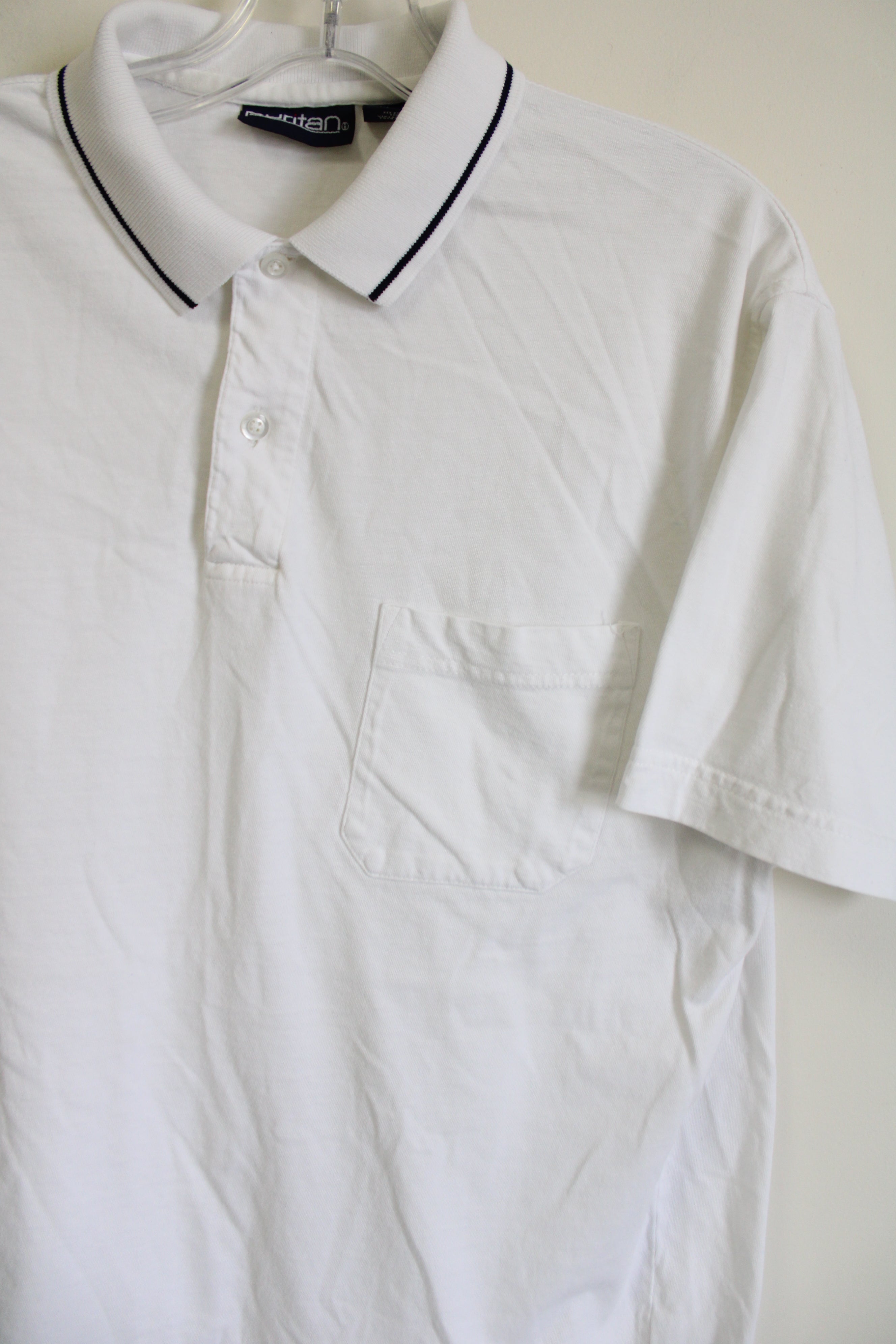Puritan White Cotton Polo Shirt | L