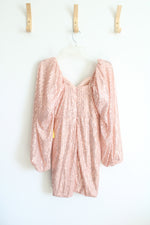 Light Pink Sequined Ruched Long Sleeved Mini Dress | S
