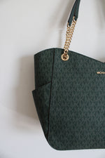 Michael Kors Jet Set Travel Green Large Chain Tote Bag