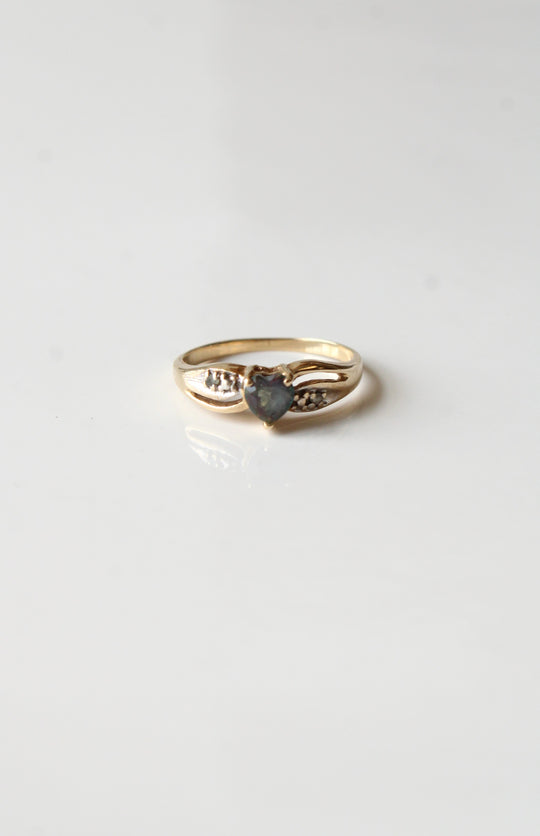 10K Yellow Gold Mystic Topaz Heart Shaped Ring | Size 7