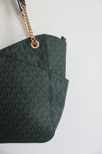 Michael Kors Jet Set Travel Green Large Chain Tote Bag