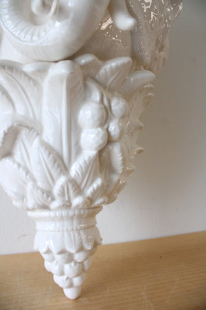 Vintage Fritz & Floyd White Ceramic Elephant Wall Hanging Planter
