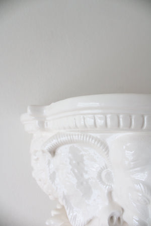 Vintage Fritz & Floyd White Ceramic Elephant Wall Hanging Planter