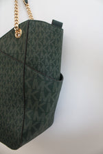 Michael Kors Jet Set Travel Green Large Chain Tote Bag