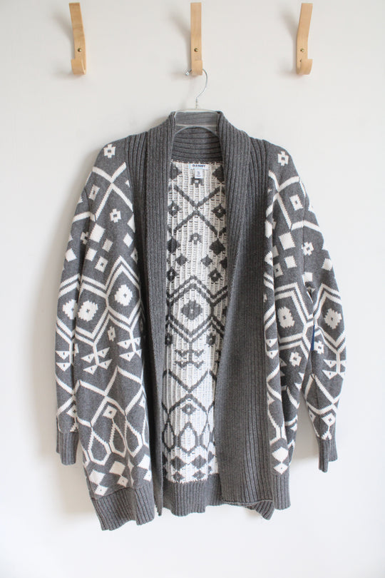 Old Navy Gray & White Shawl Collar Cardigan | XXL