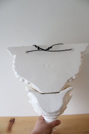 Vintage Fritz & Floyd White Ceramic Elephant Wall Hanging Planter