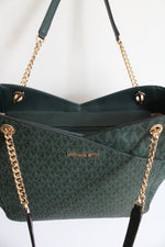 Michael Kors Jet Set Travel Green Large Chain Tote Bag