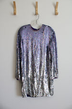 Vintage Naeem Khan Neiman Marcus Purple Sequined Silk Dress | 14