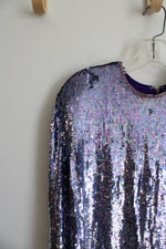 Vintage Naeem Khan Neiman Marcus Purple Sequined Silk Dress | 14