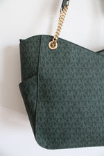 Michael Kors Jet Set Travel Green Large Chain Tote Bag
