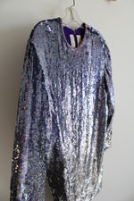 Vintage Naeem Khan Neiman Marcus Purple Sequined Silk Dress | 14