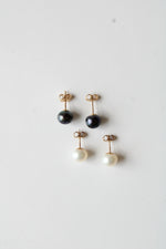 Black & Ivory Set Of Freshwater Pearl Stud Earrings