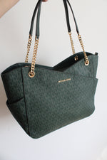 Michael Kors Jet Set Travel Green Large Chain Tote Bag