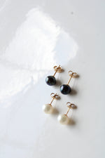 Black & Ivory Set Of Freshwater Pearl Stud Earrings