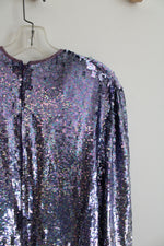 Vintage Naeem Khan Neiman Marcus Purple Sequined Silk Dress | 14