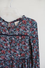 Knox Rose Blue & Pink Floral Long Sleeved Tiered Dress | XS