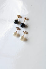 Black & Ivory Set Of Freshwater Pearl Stud Earrings