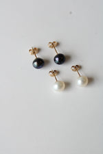 Black & Ivory Set Of Freshwater Pearl Stud Earrings