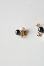 Black & Ivory Set Of Freshwater Pearl Stud Earrings