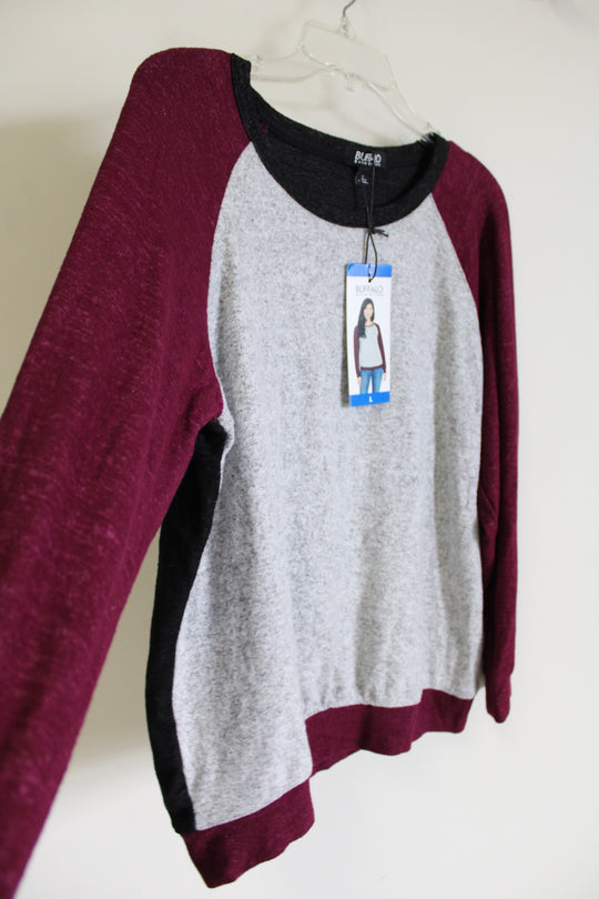 NEW Buffalo Britton Burgundy Color Blocked Soft Long Sleeved Shirt | L