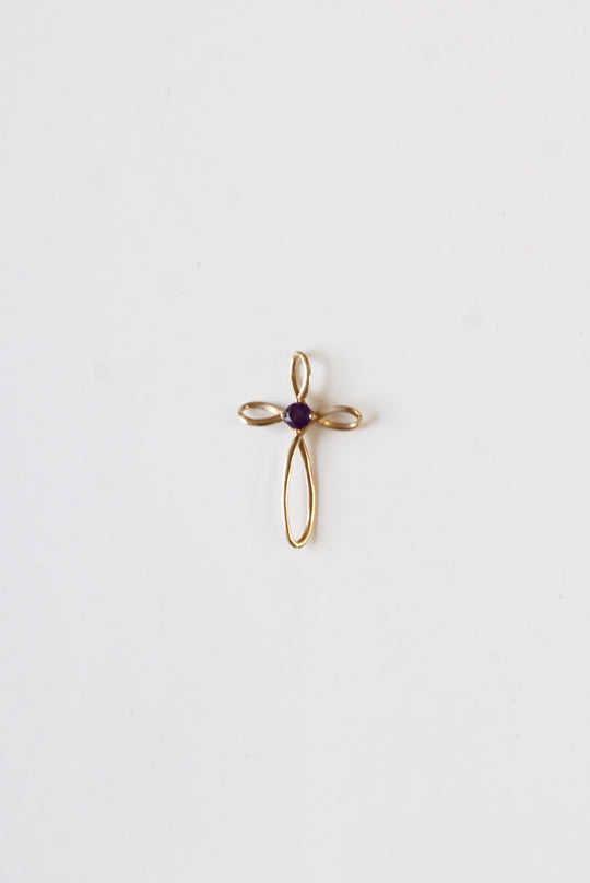 Amethyst 10K Yellow Gold Cross Pendant